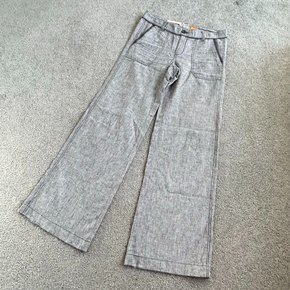 Pilcro No 06 Wide Leg Pants Linen/Cotton Blend with Lace Trim 31" Waist  - Q1106